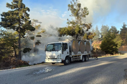 Orman yangınında alevlere sütle müdahale etti