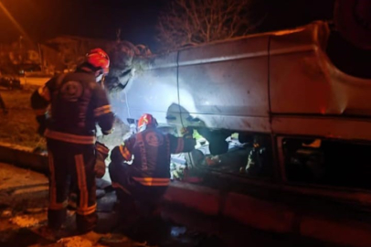 Yoldan çıkan otomobil ters döndü; 1 yaralı