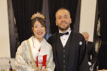 Japon gelin ve Türk damat konuklarını kimanoyla karşıladı